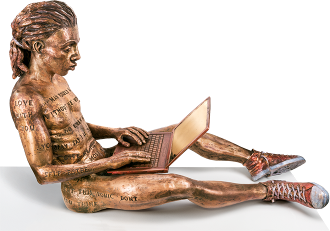 Bronzefigur Online Romance (Man) von Michal Trpak